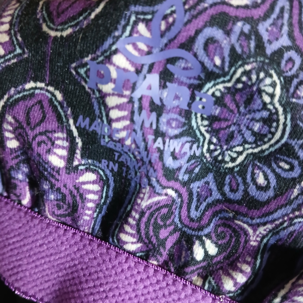 Prana Dress Women's Size Medium Black Purple Active Floral Shelf Bra Racerback - Picture 7 of 12